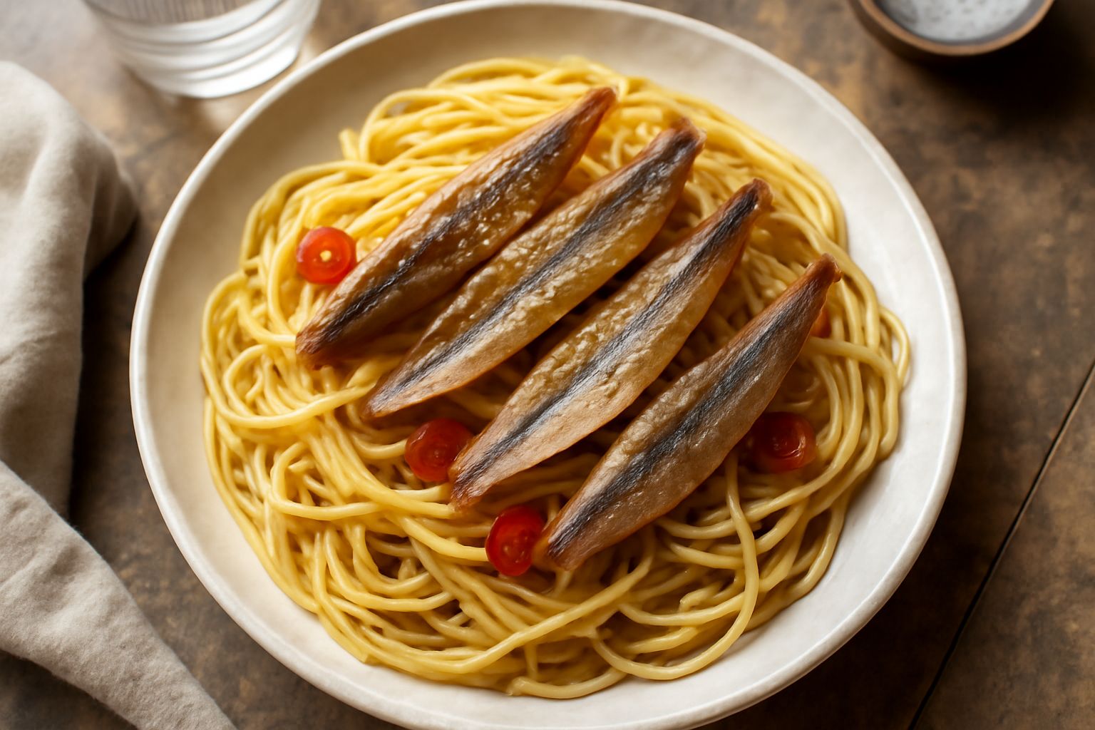 Pasta con pesce secco