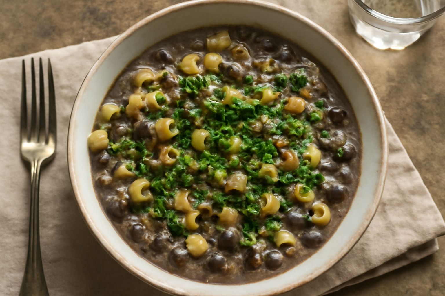 Pasta e ceci neri