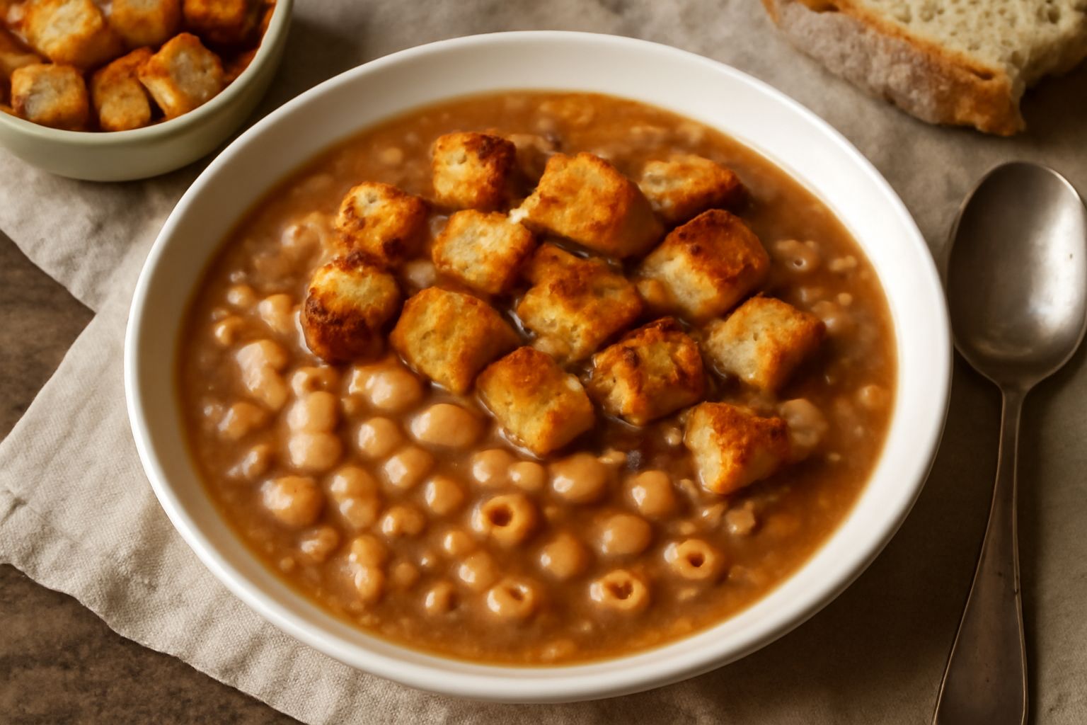 Pasta e fagioli con pane raffermo