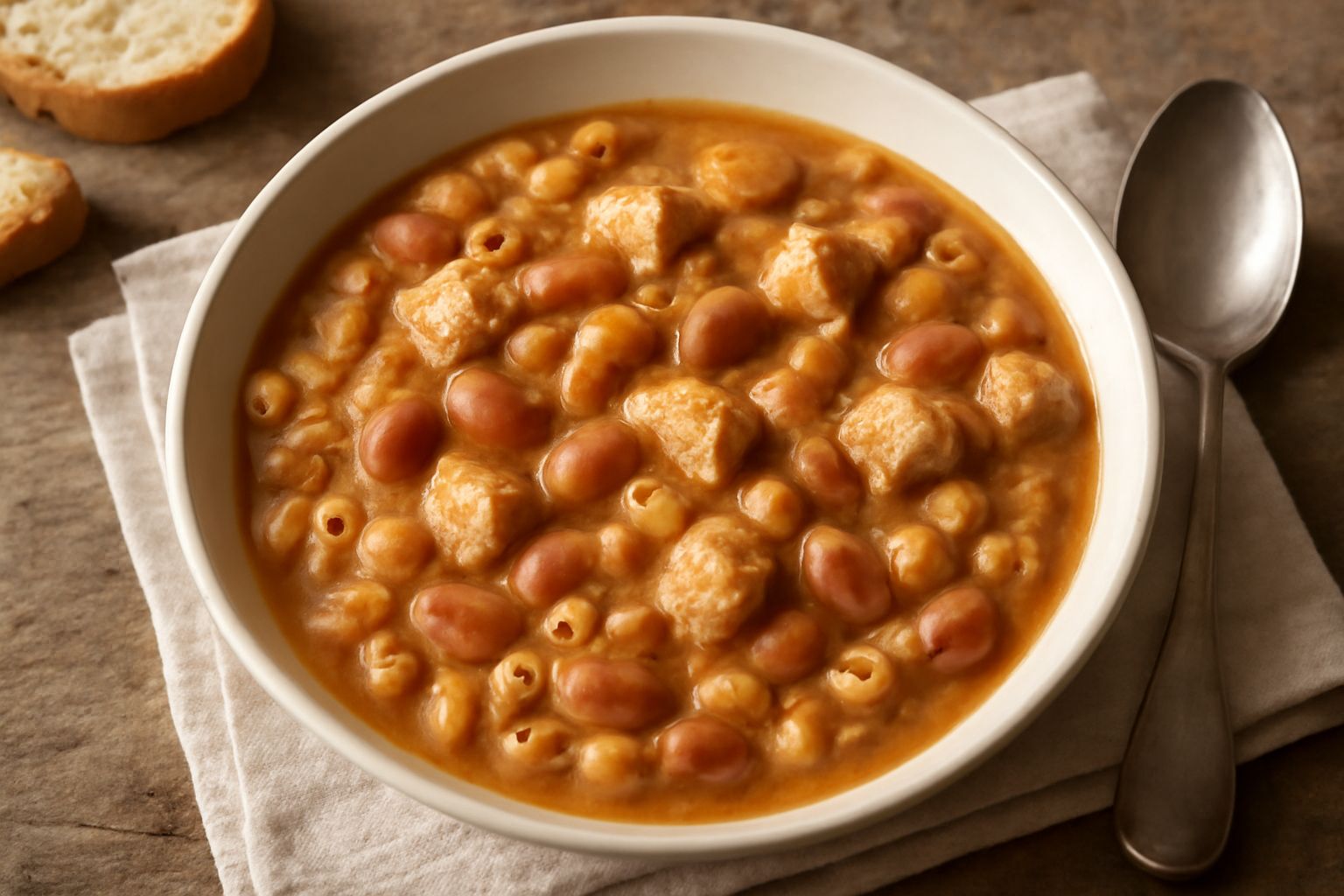 Pasta e fagioli con pane secco