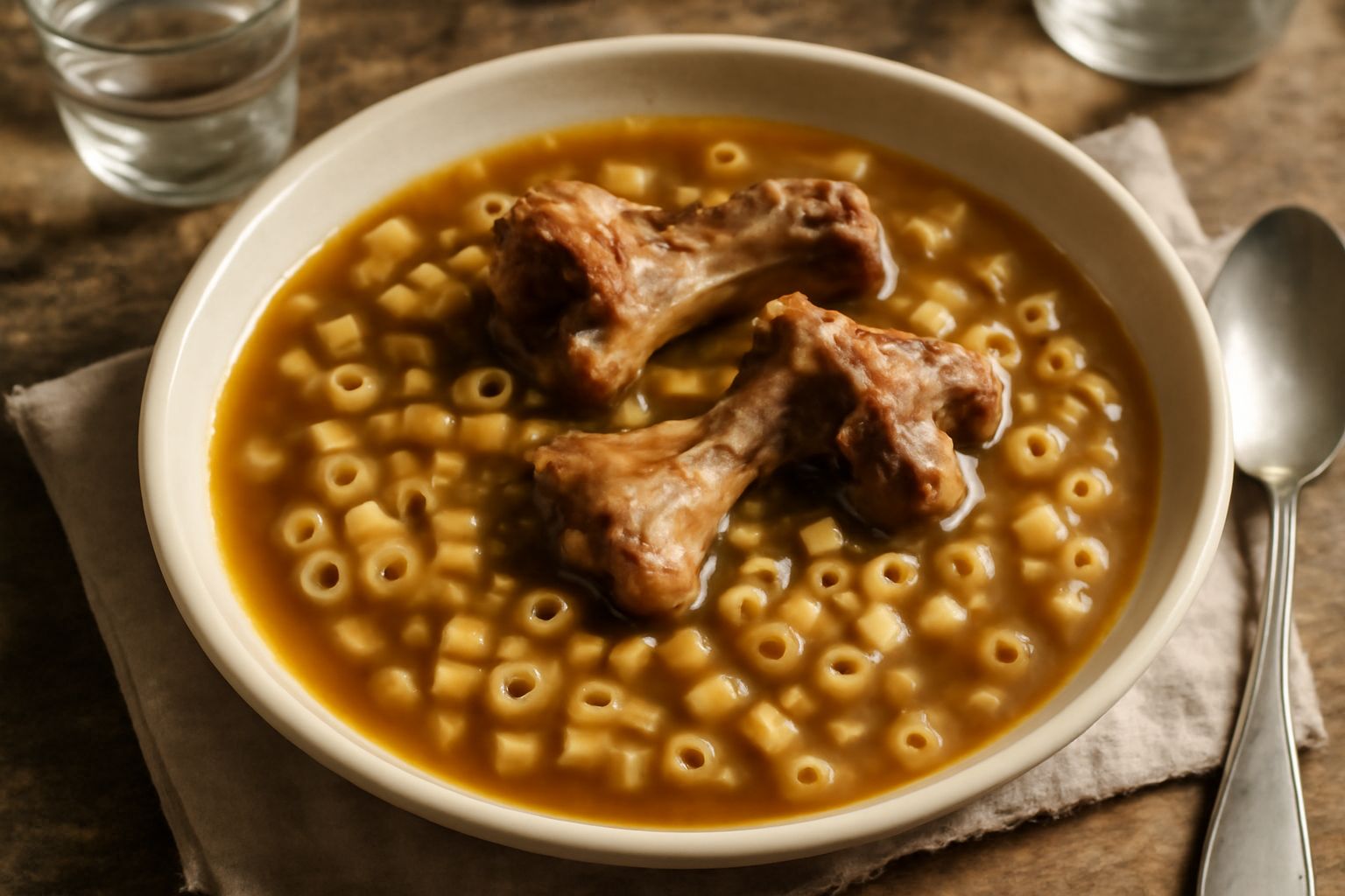 Pasta e ossa di maiale
