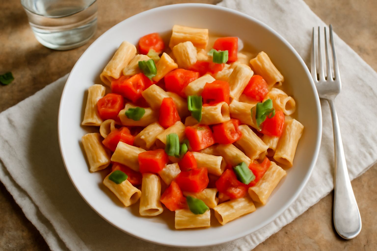 Pasta fredda condita con pomodori