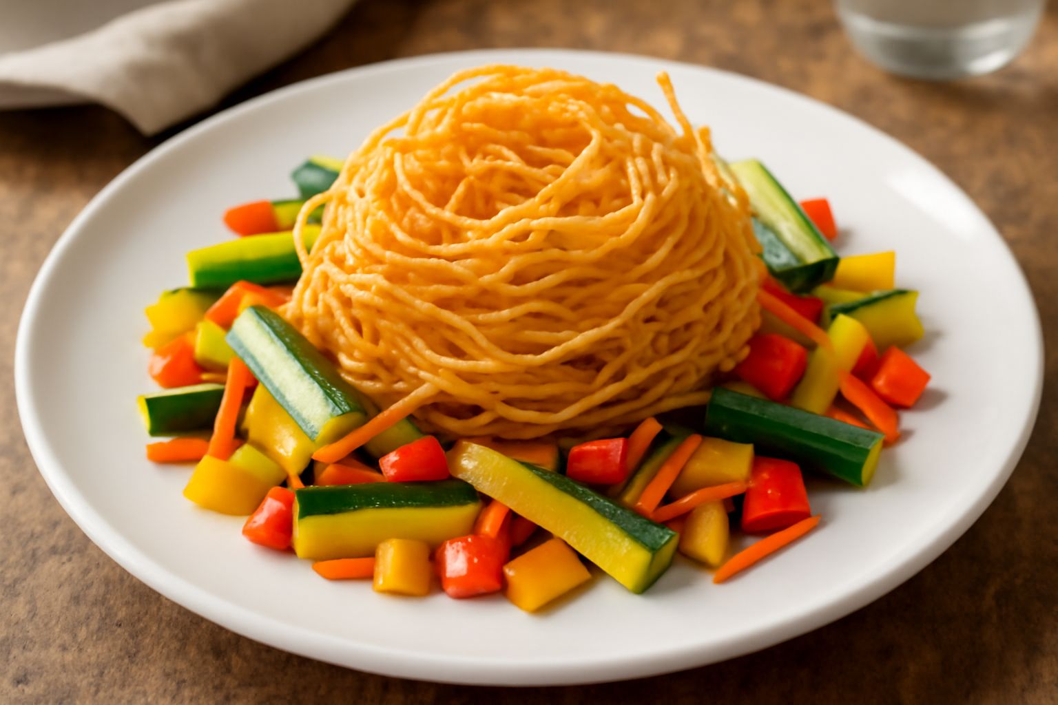 Pasta fritta con le verdure