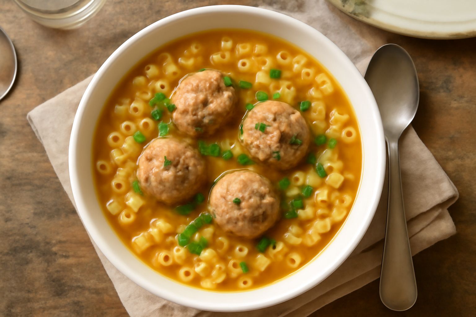 Pasta in brodo con polpettine