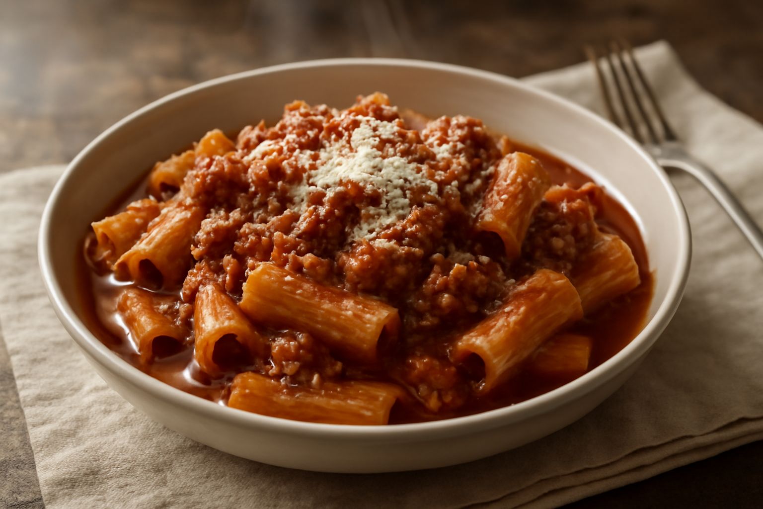 Pasta rigatoni al ragù