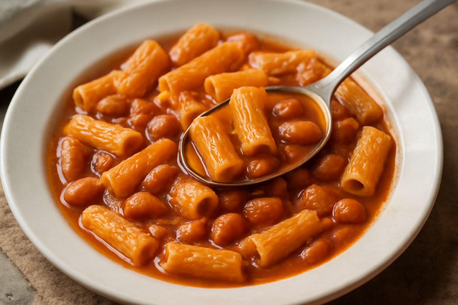 Pasta rigatoni e fagioli