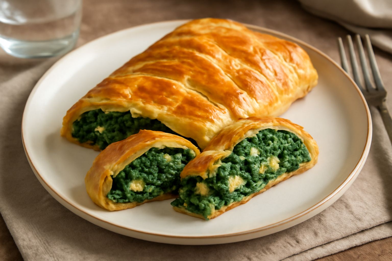 Pasta sfoglia ripiena di spinaci