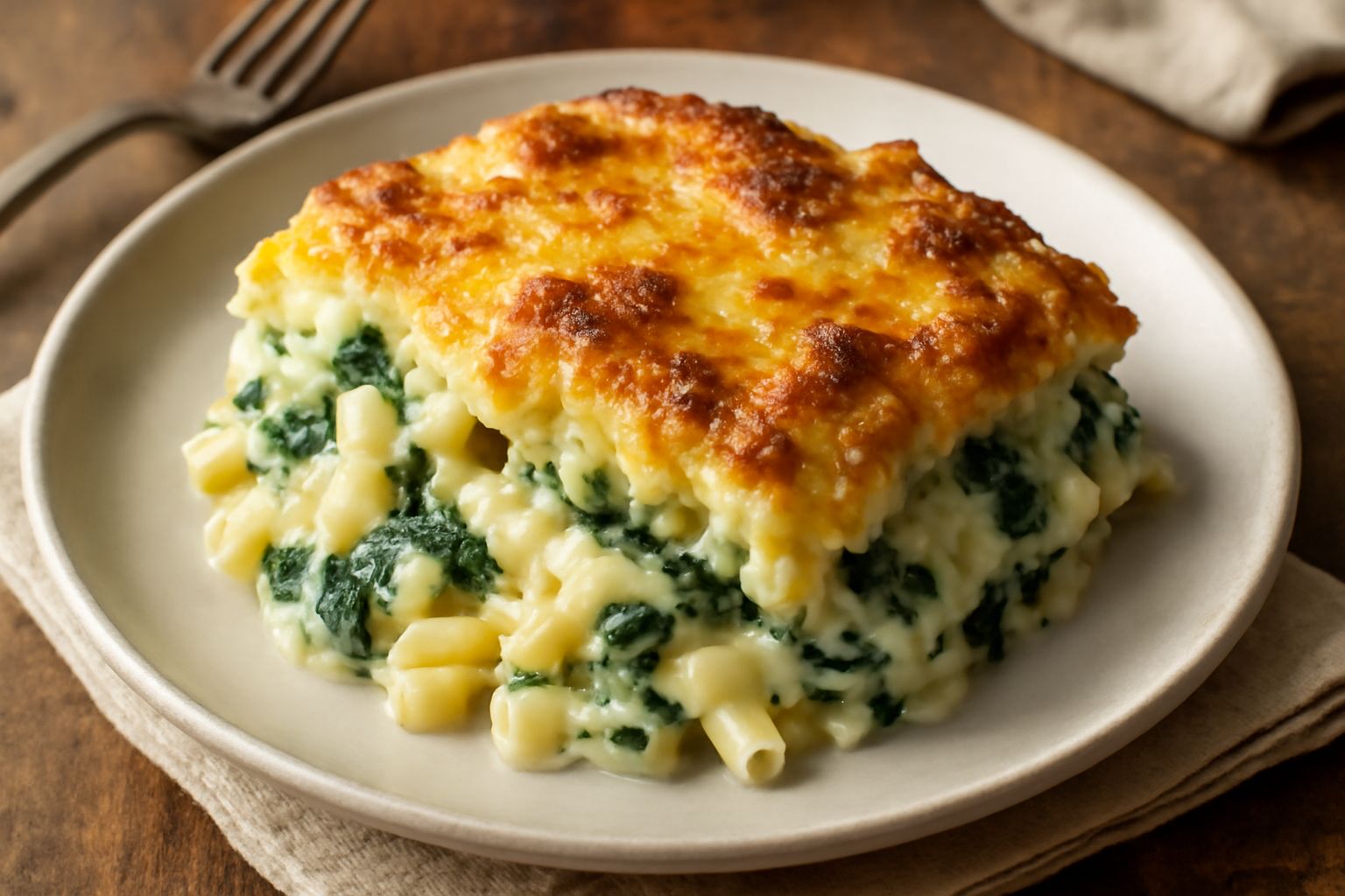 Pasticcio di pasta e spinaci