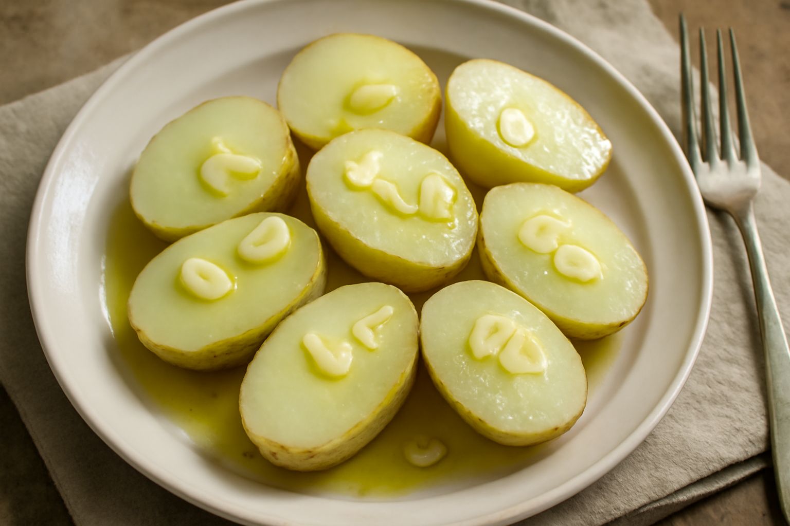 Patata lessa con olio e aglio