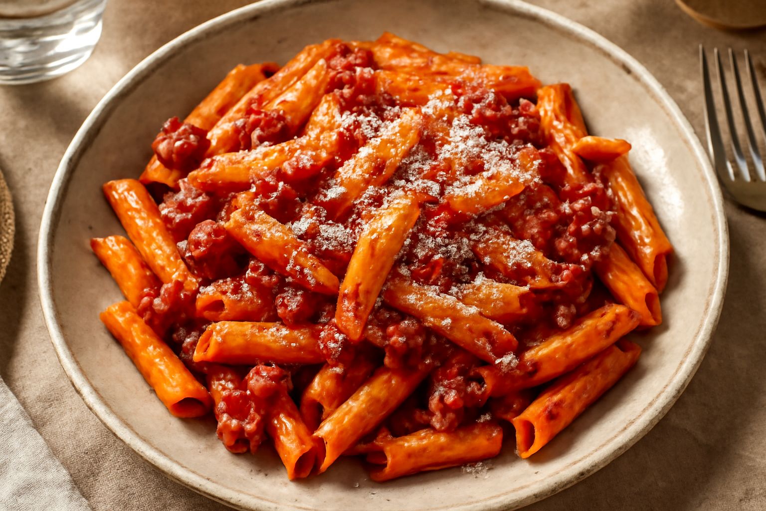 Penne all'amatriciana abruzzese