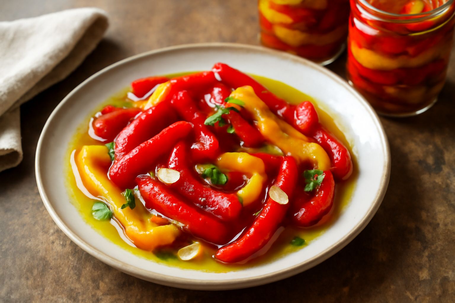 Peperoni conservati in olio