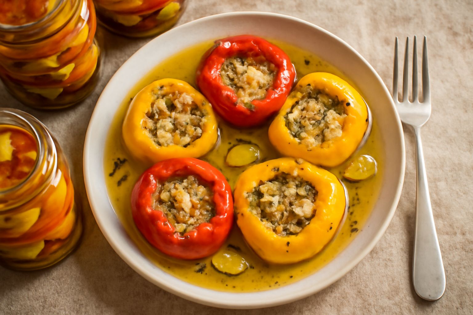 Peperoni ripieni conservati sott'olio