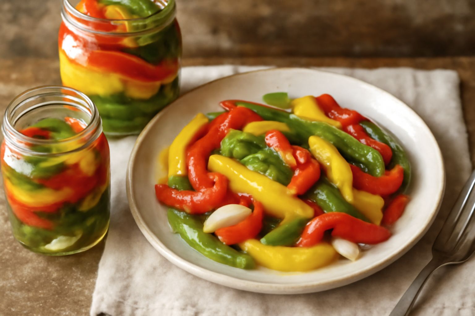 Peperoni tricolore sott'aceto