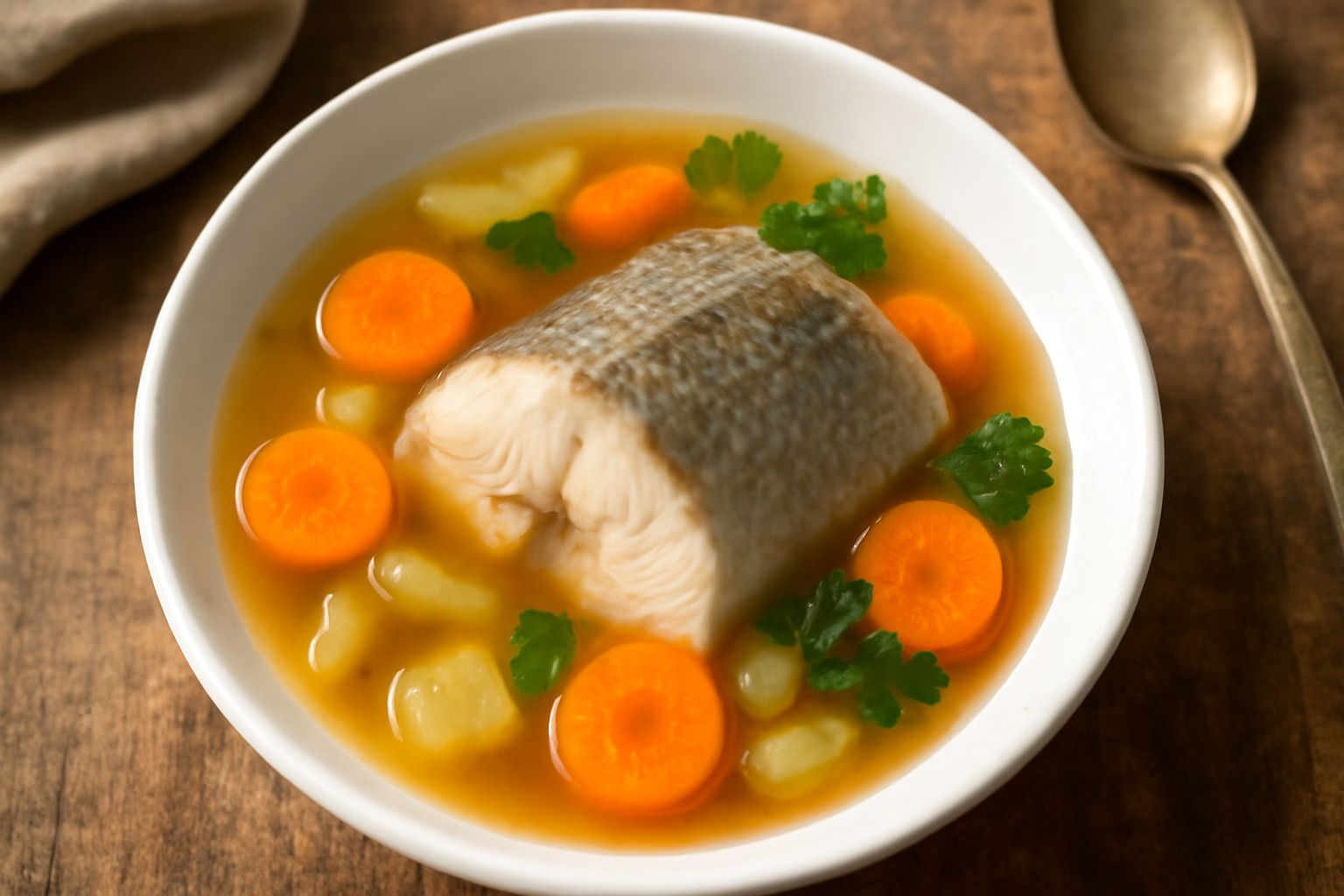 Persico in brodo di verdure