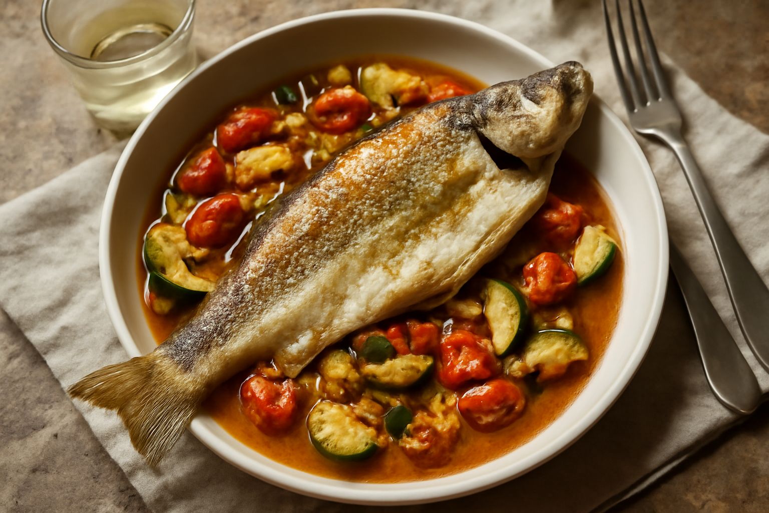 Pesce d'acqua dolce in tegame