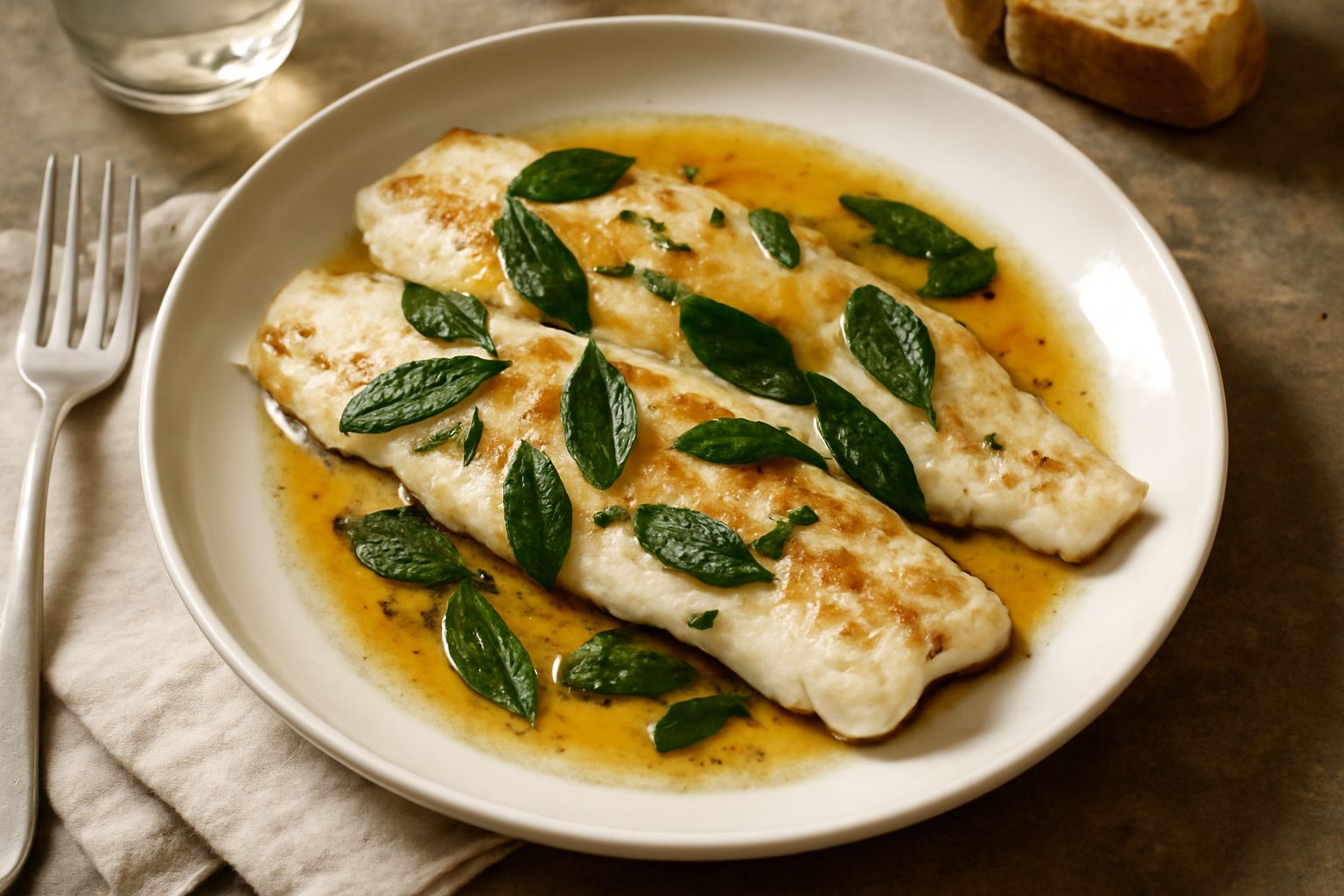 Pesce persico al burro e salvia