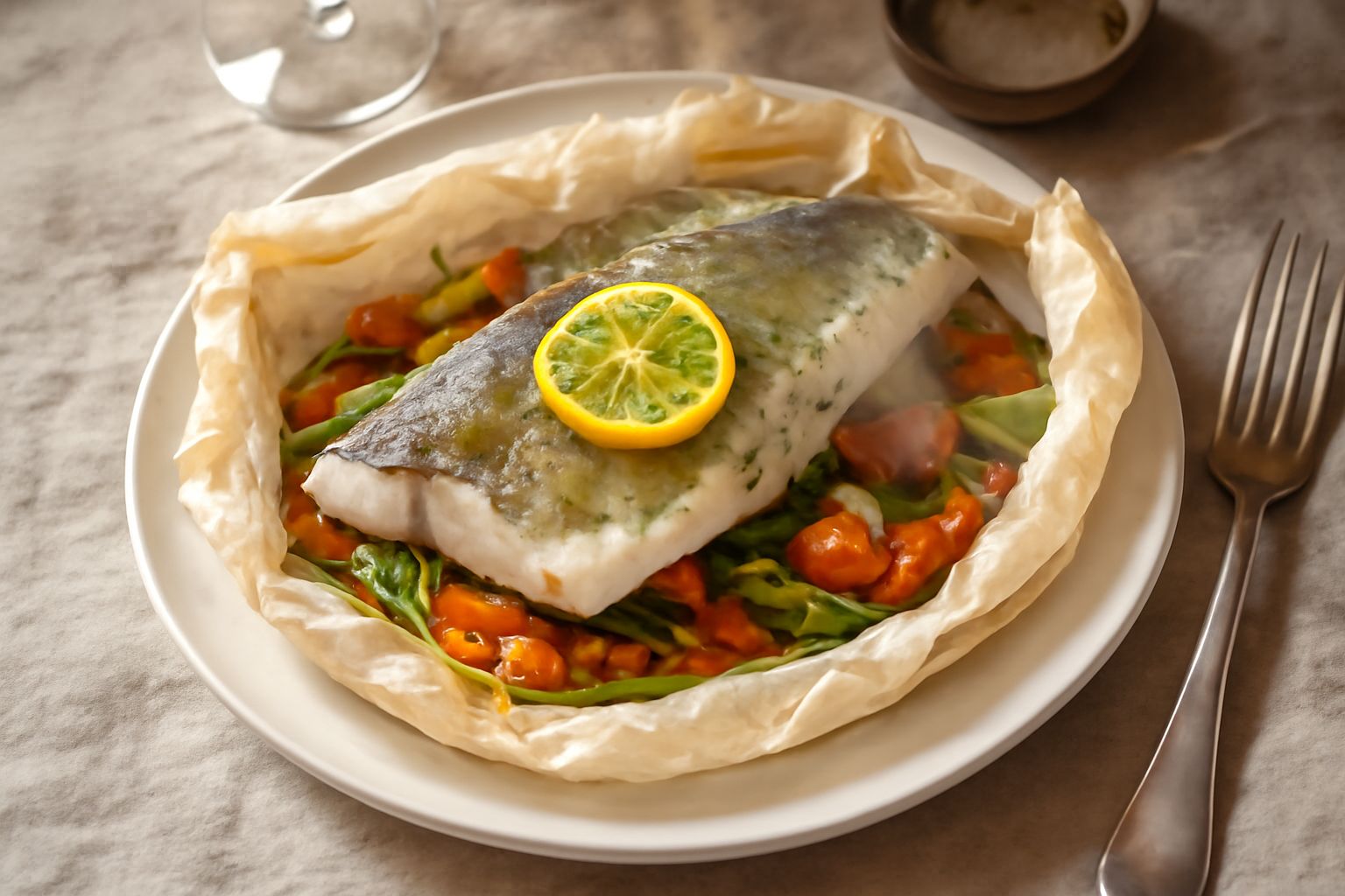 Pesce persico in cartoccio