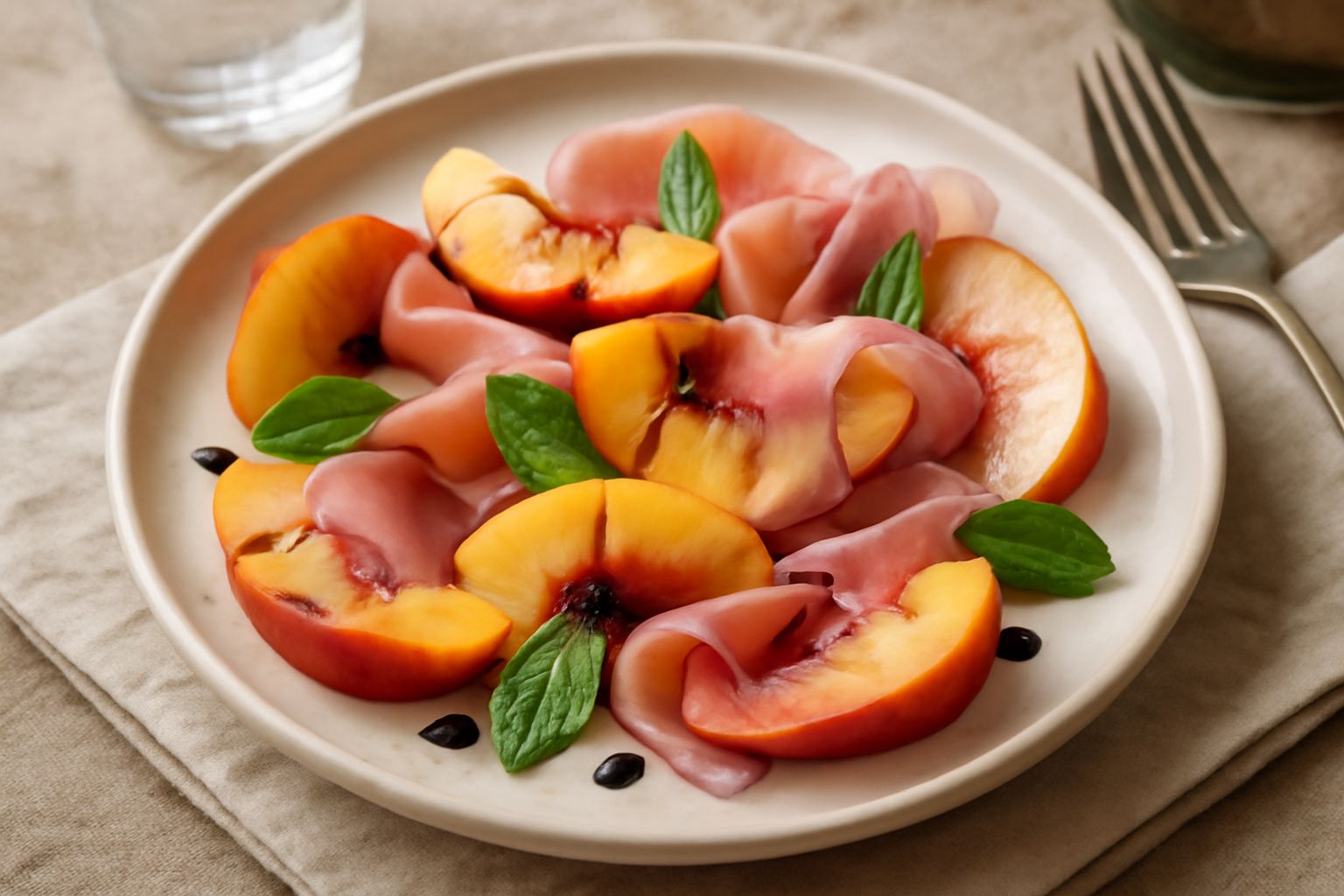 Pesche con prosciutto