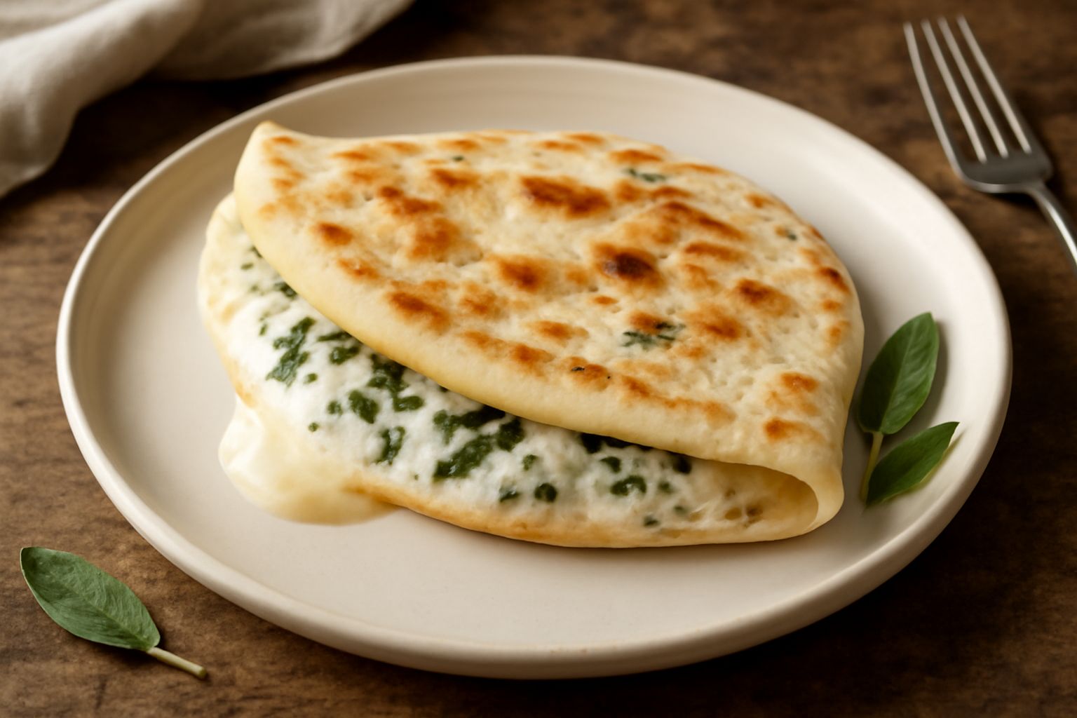 Piada ripiena di formaggio e erbe