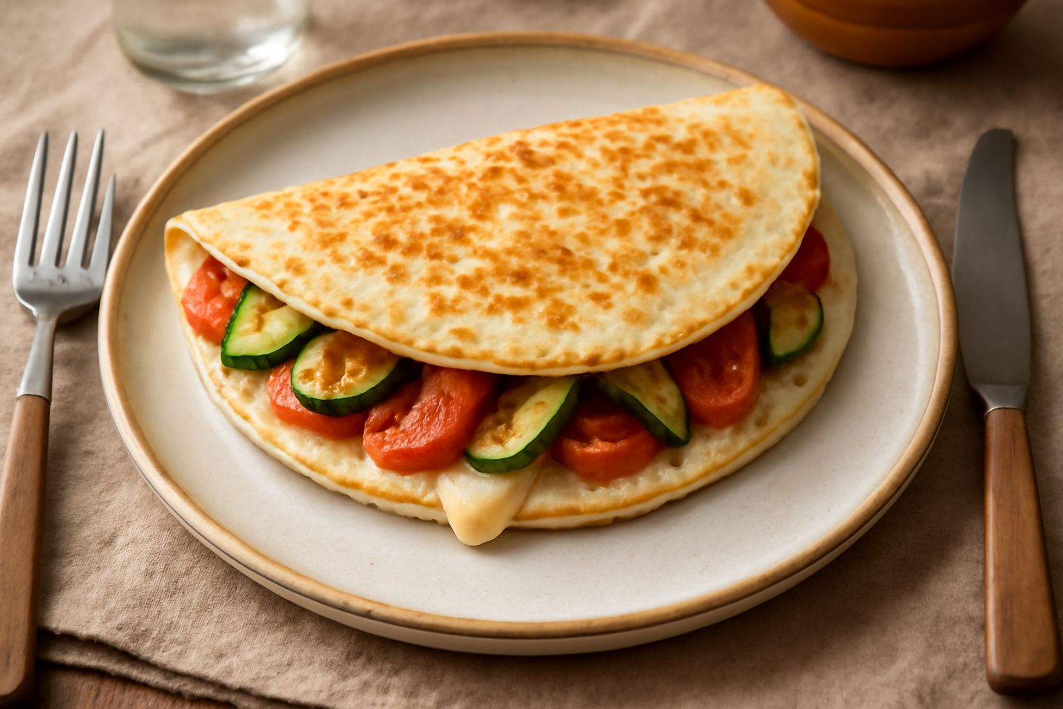 Piadina ripiena di formaggio e verdure
