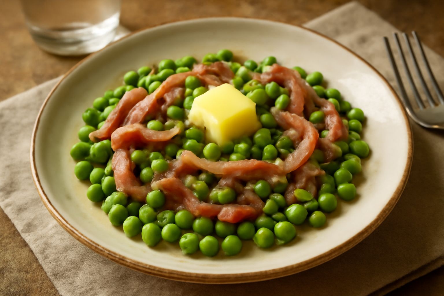 Pisellli al prosciutto