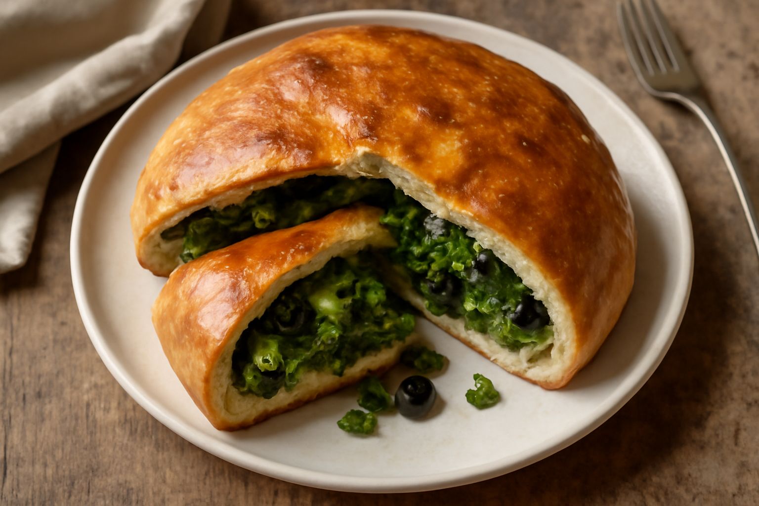 Pitta di scarola e olive