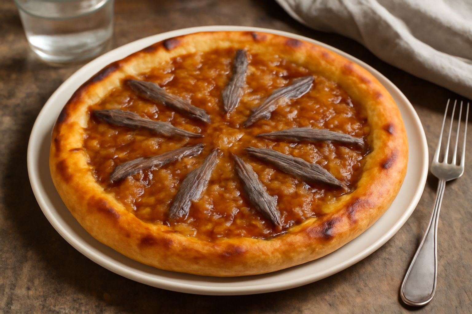 Pizza ca' cipolla e acciughe