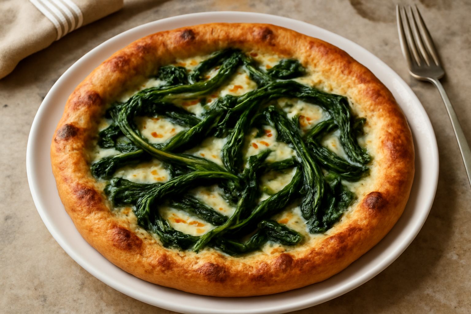 Pizza con cicoria e formaggio
