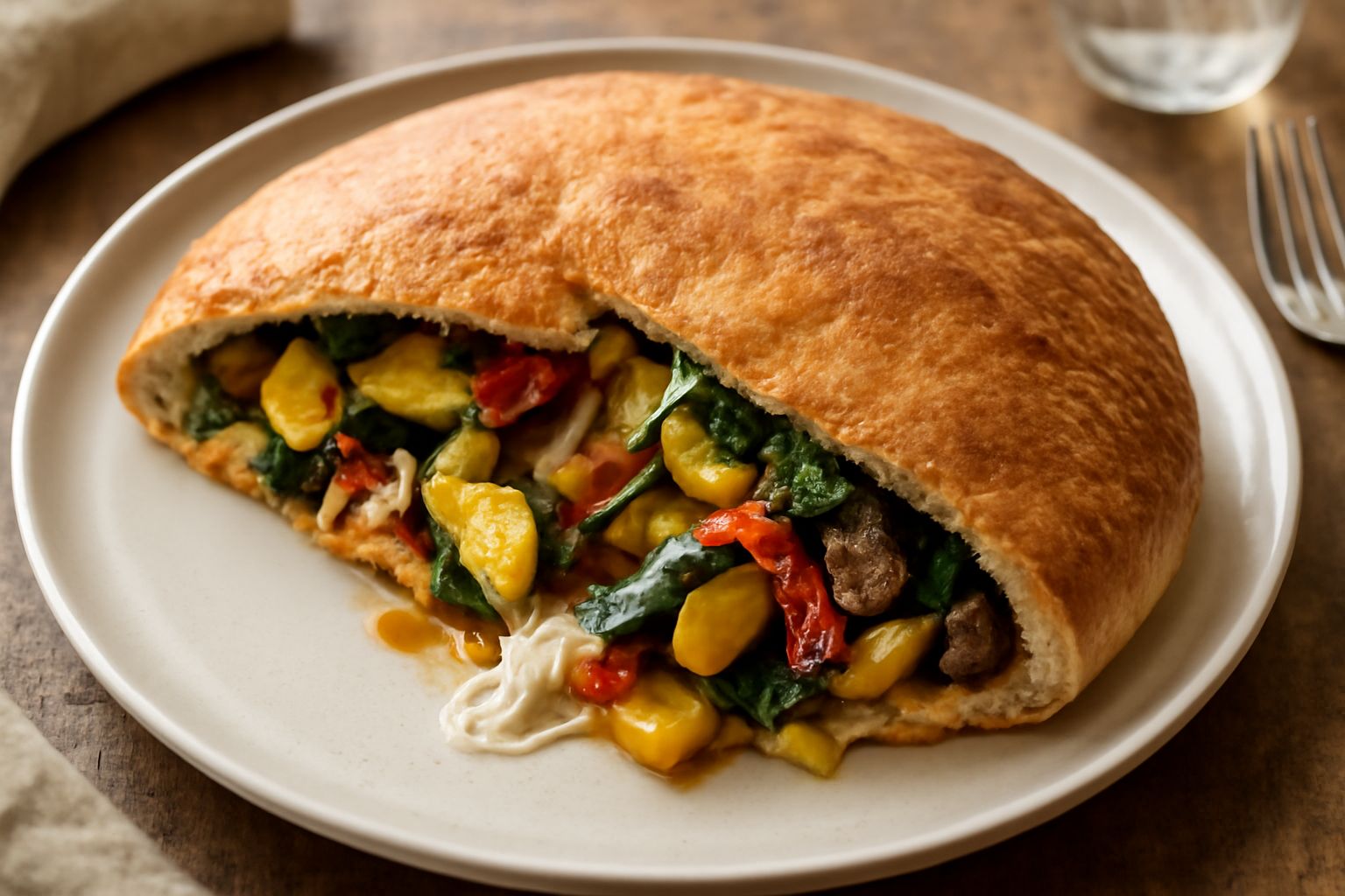 Pizza ripiena di verdure avanzi
