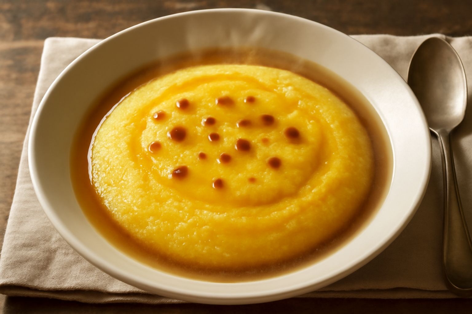 Polenta con brodo di carne povera