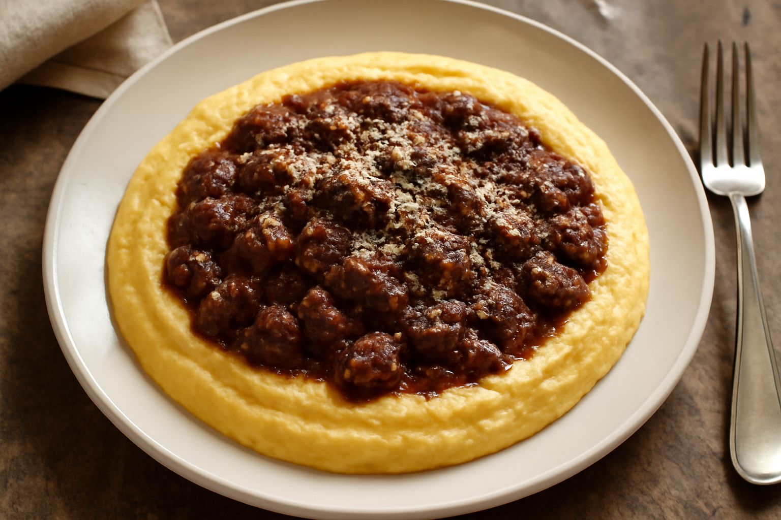 Polenta con ragù di frattaglie