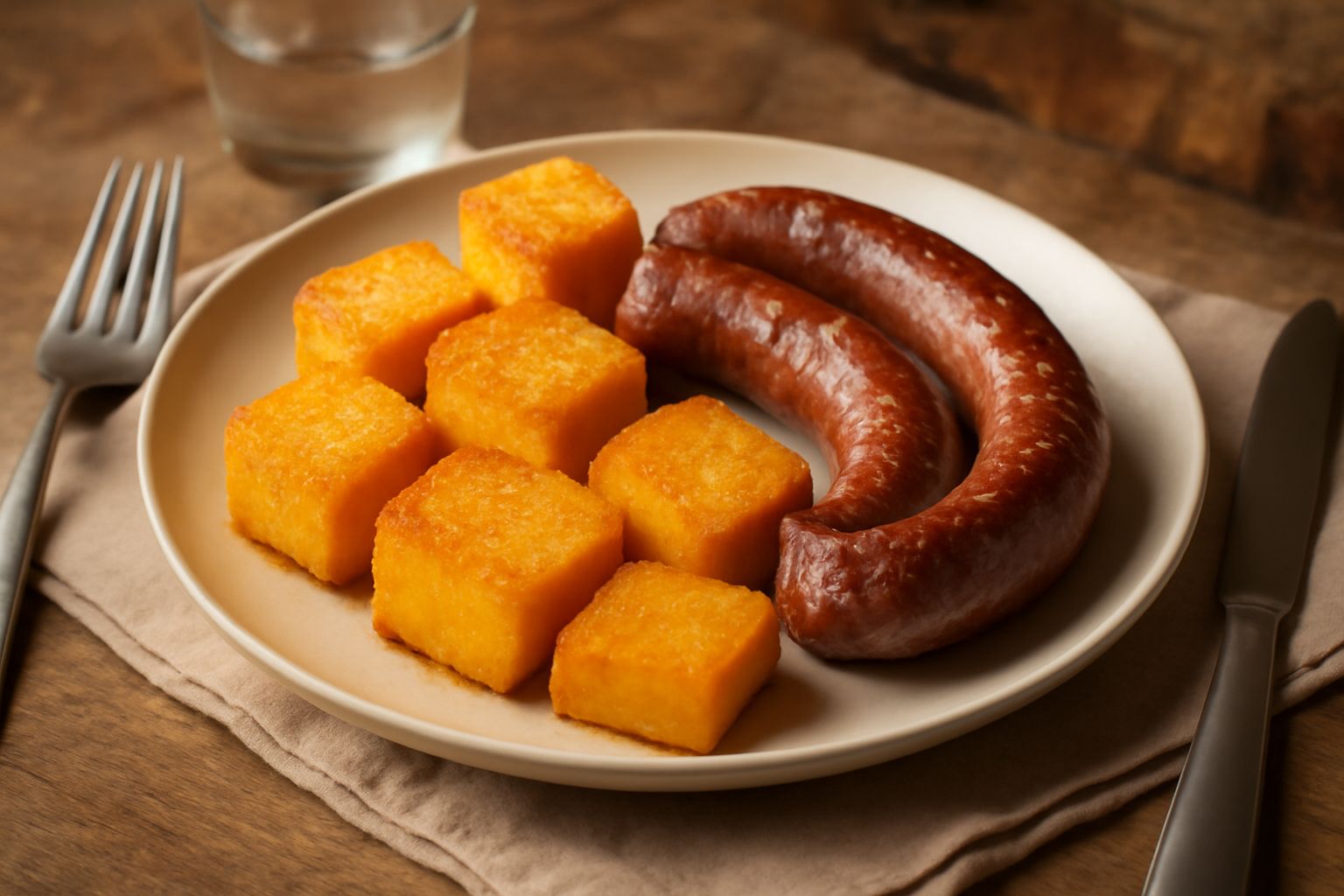 Polenta fritta con luganega
