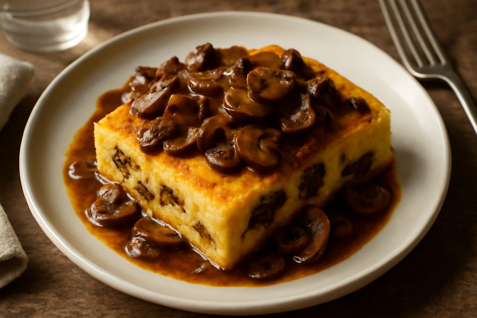 Polenta pasticciata al sugo di funghi
