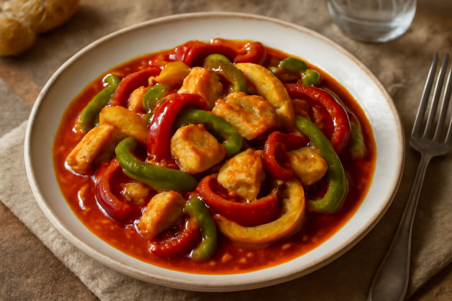 Pollo con peperoni