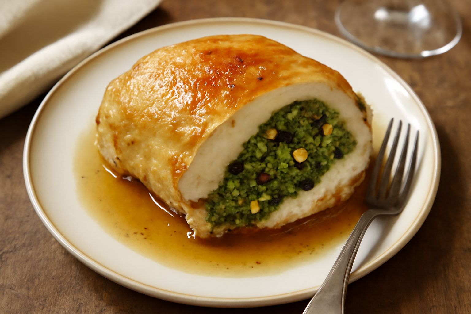 Pollo ripieno alla ligure