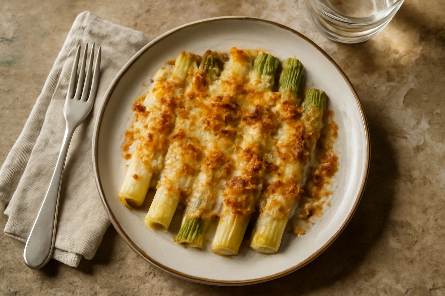 Porri gratinati: dolcezza caramellata e croccantezza che nutrono senza appesantire