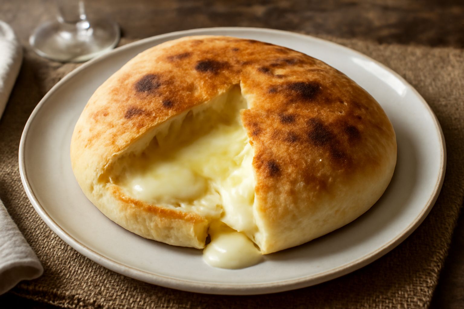 Puccia con formaggio filante