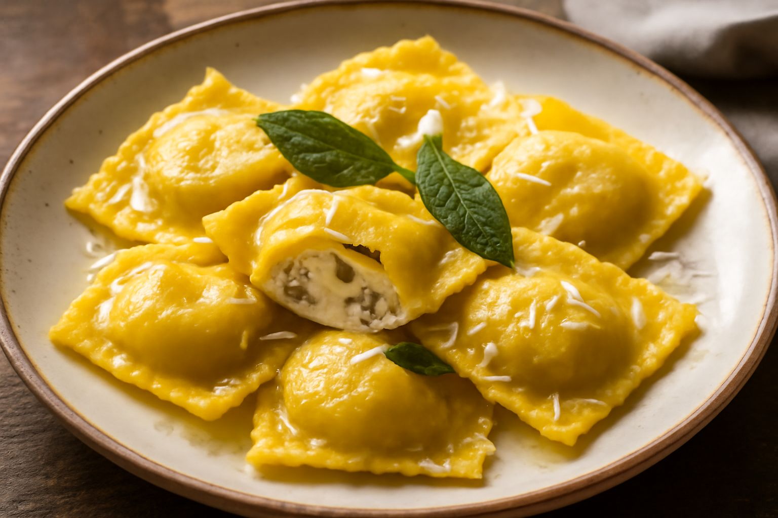 Ravioli di formaggio e castagne