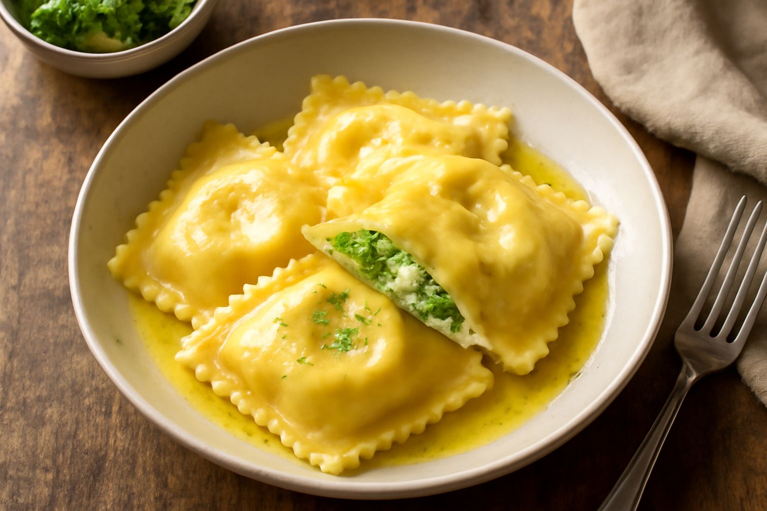 Ravioli di ricotta e broccoli
