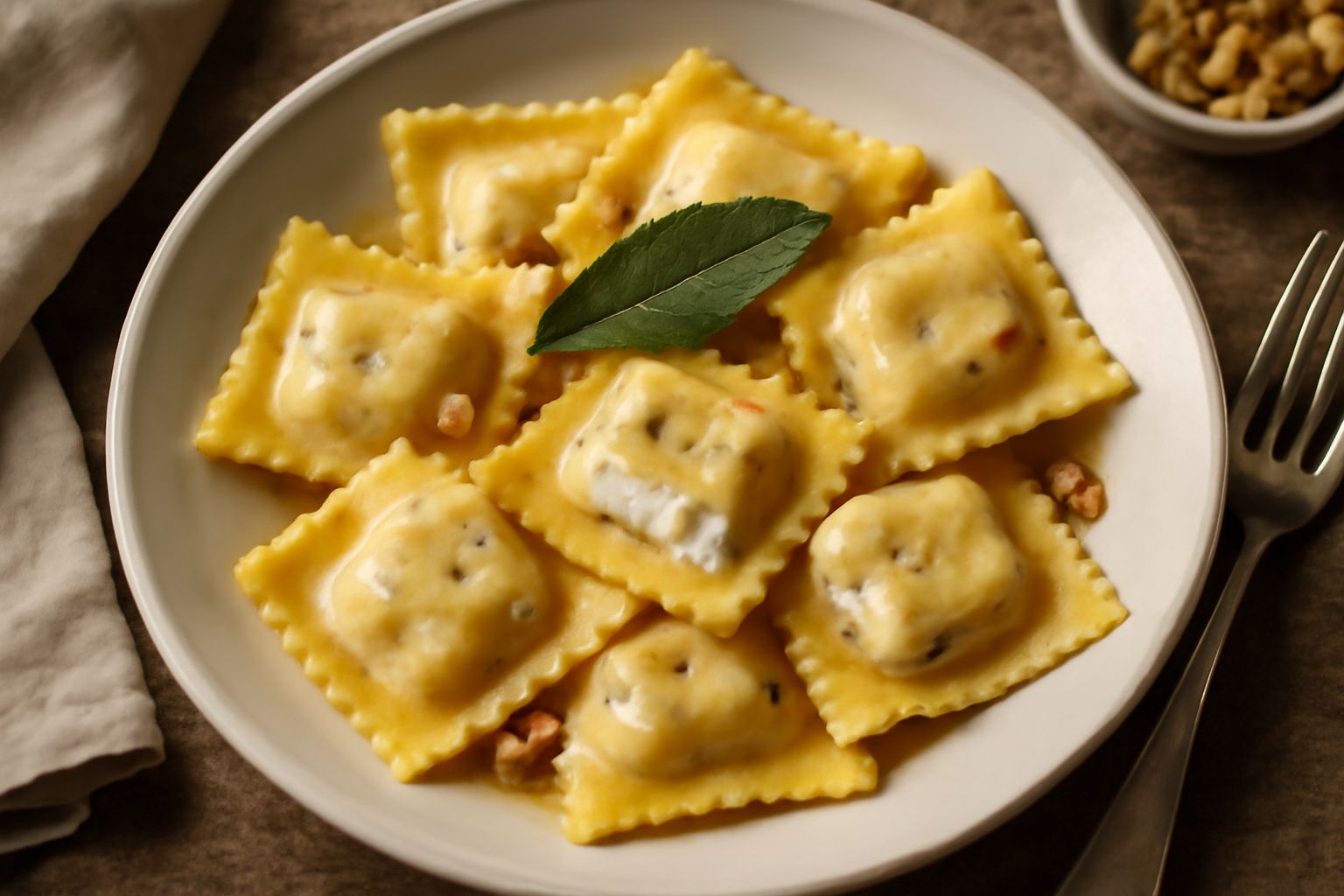Ravioli di ricotta e noce