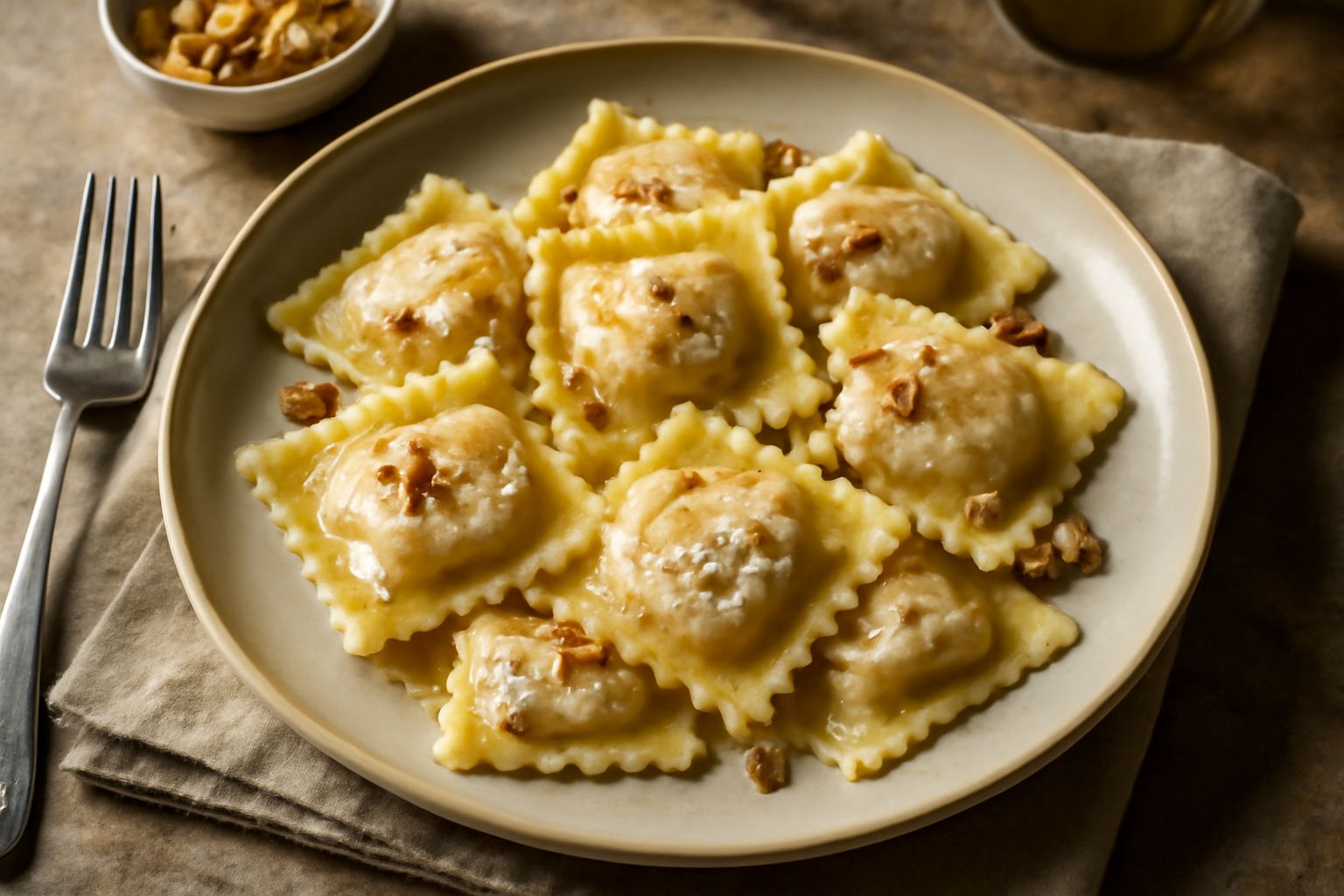 Ravioli di ricotta e noci