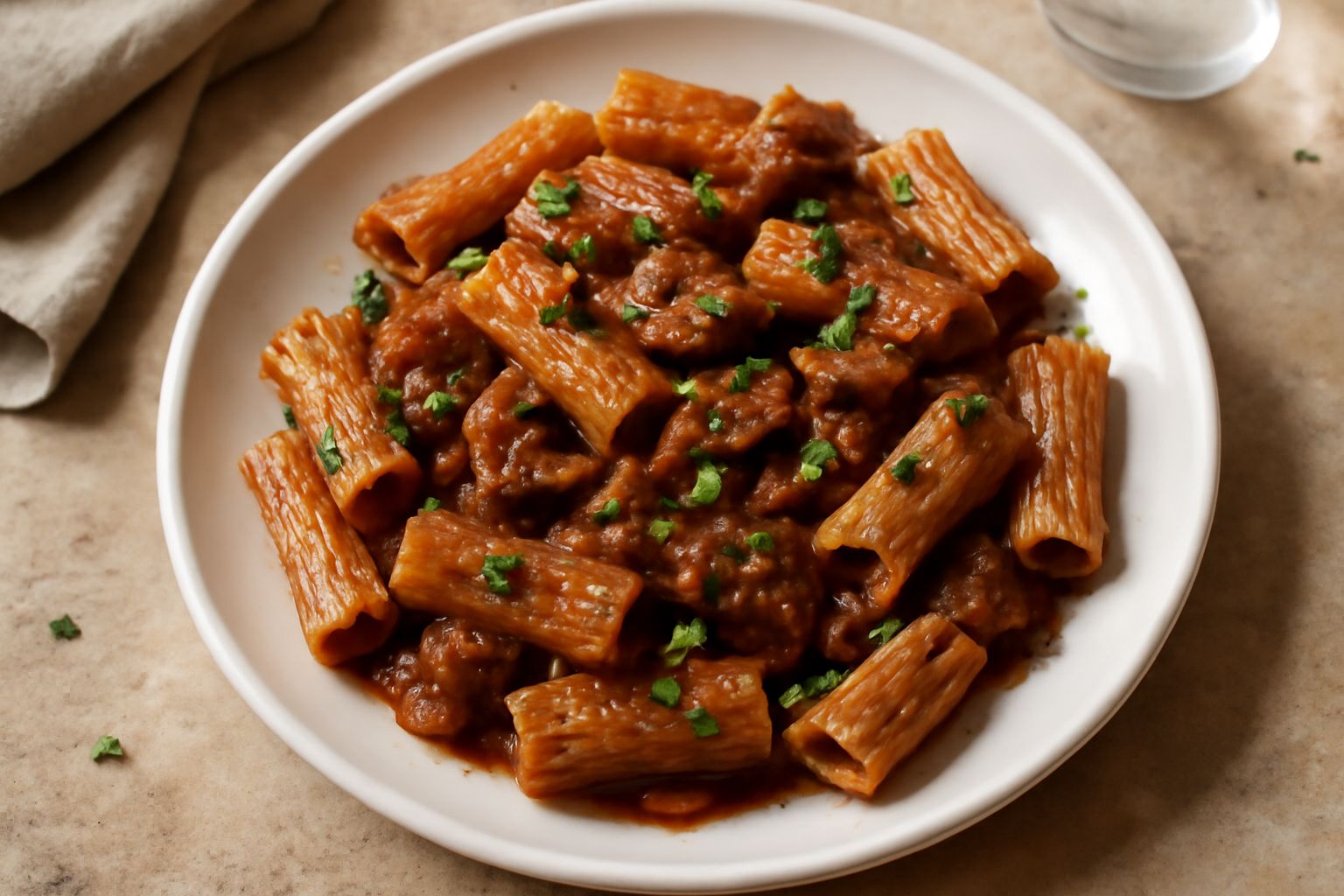 Rigatoni al sugo di funghi porcini
