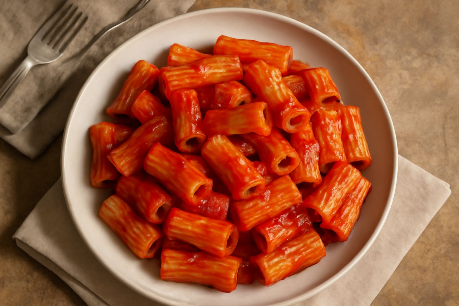 Rigatoni con polpa di pomodoro