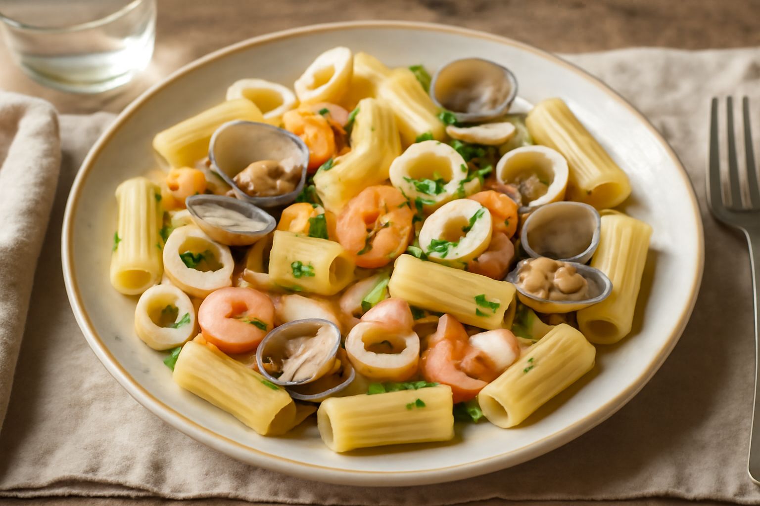 Rigatoni freddi ai frutti di mare