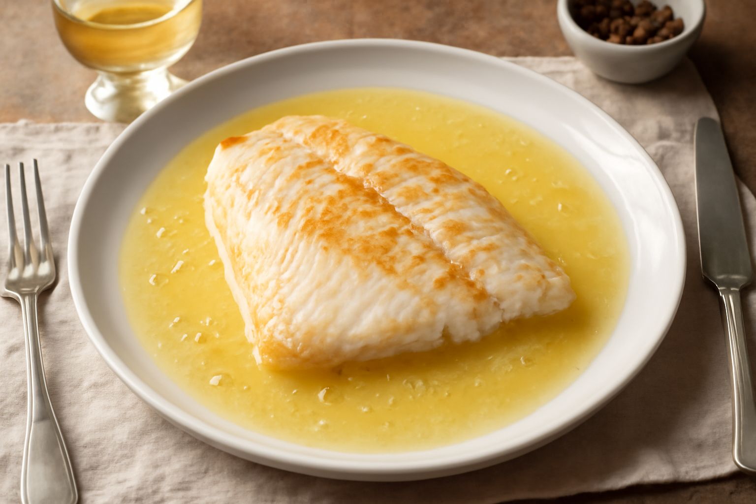 Rombo al vino bianco