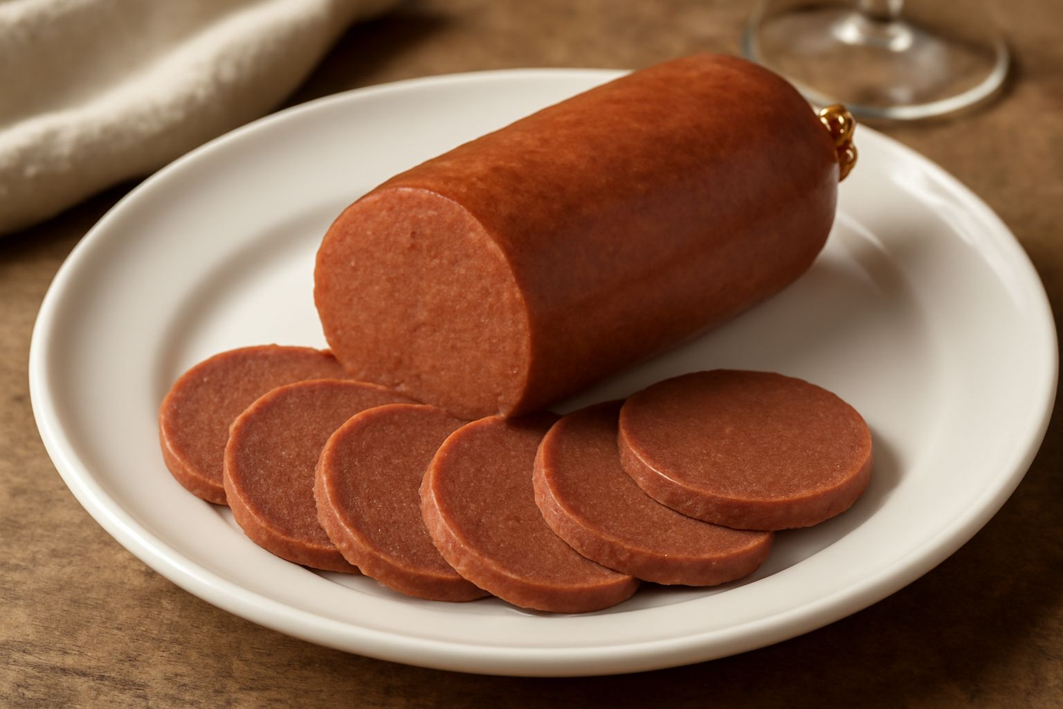 Salame di fegato affettato