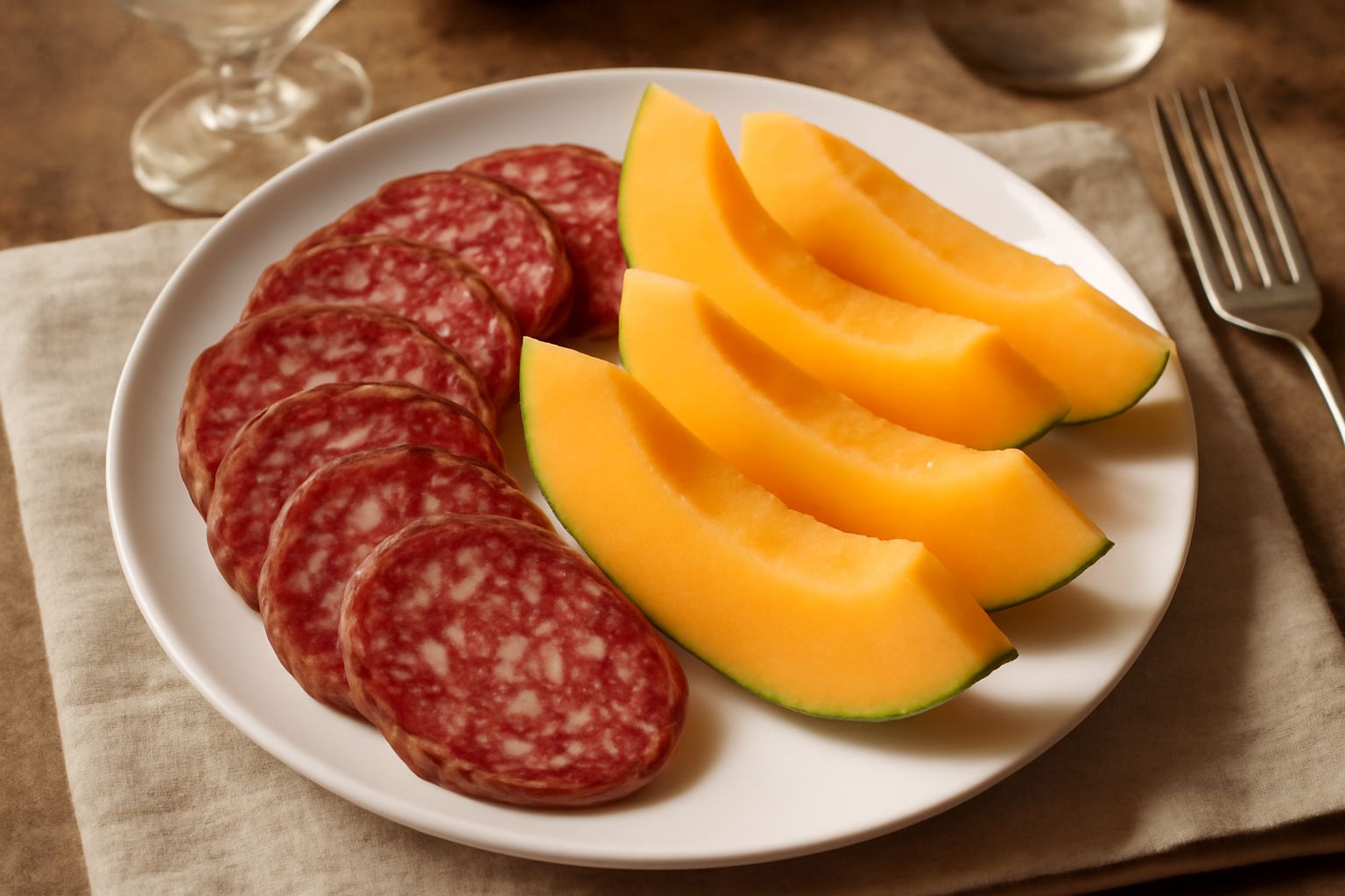 Salame toscano con melone