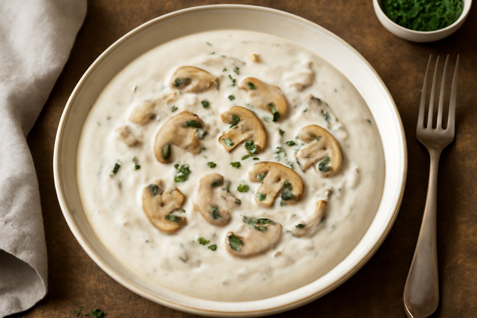 Salsa di panna e funghi