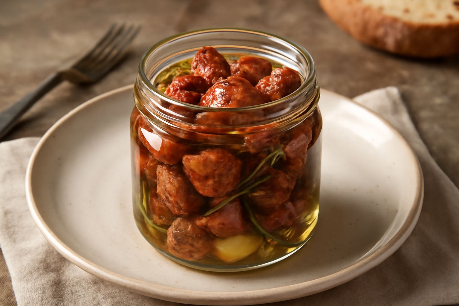Salsiccia affumicata sott'olio