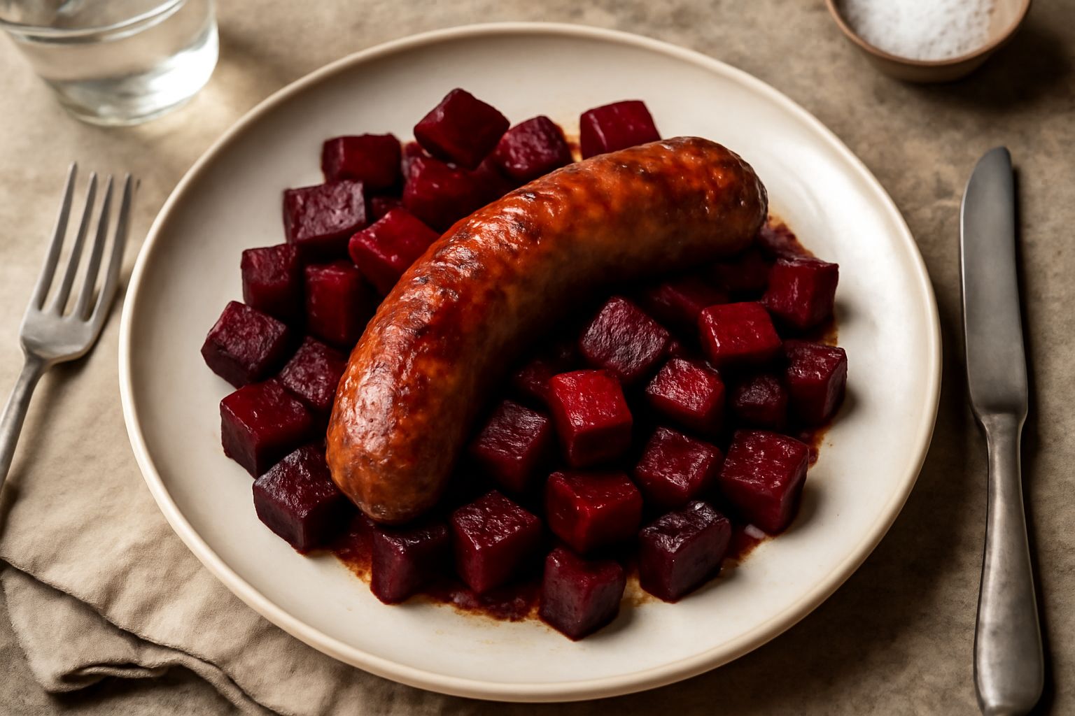 Salsiccia con barbabietole